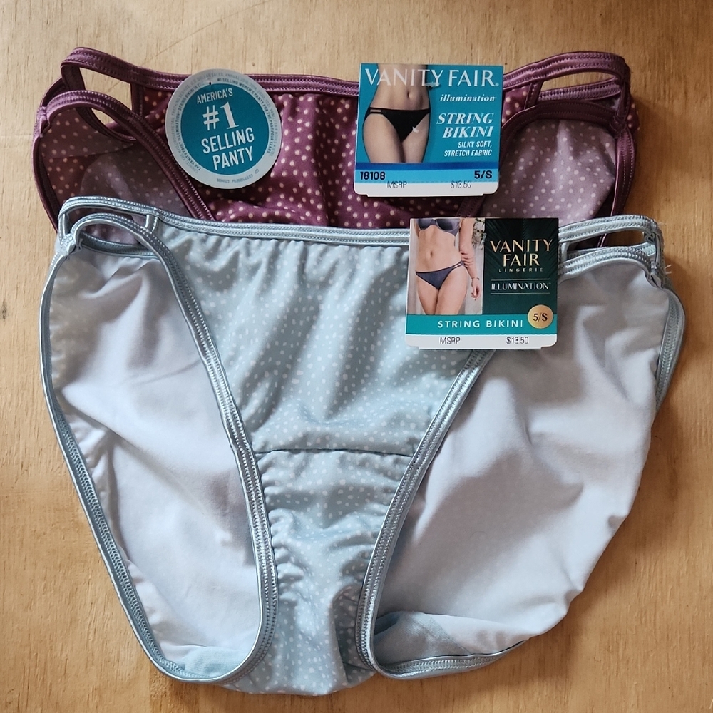 Vanity Fair Illumination String Bikini Panties Set Of 2 Size 5 S